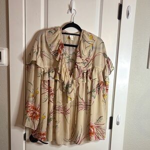 H&M Cream Floral Blouse